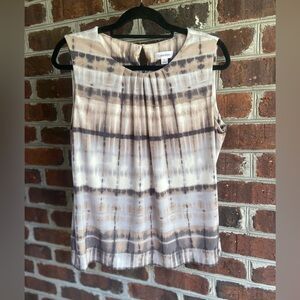 EUC Calvin Klein Sleeveless Women’s Top in grey, taupe, and cream tones, Size XL